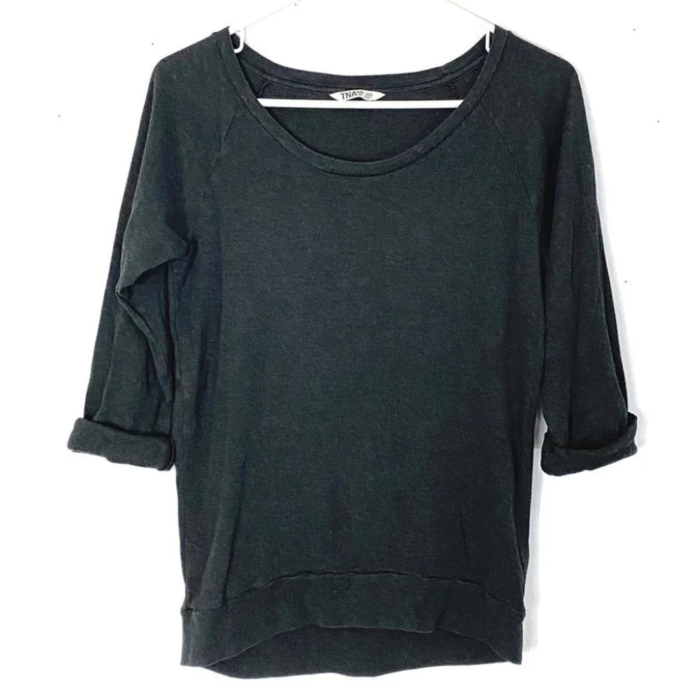 Aritzia Shirt Womens Size XXS Oversized Top Tna Heathered Dark Grey Pullover